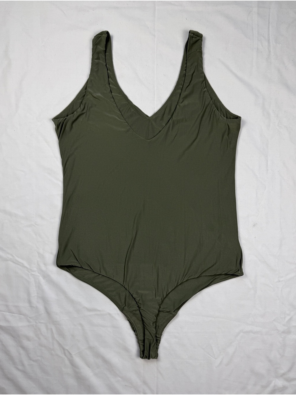 Aerie SMOOTHEZ Real Good Olive Green Sleeveless Bodysuit Women’s Large